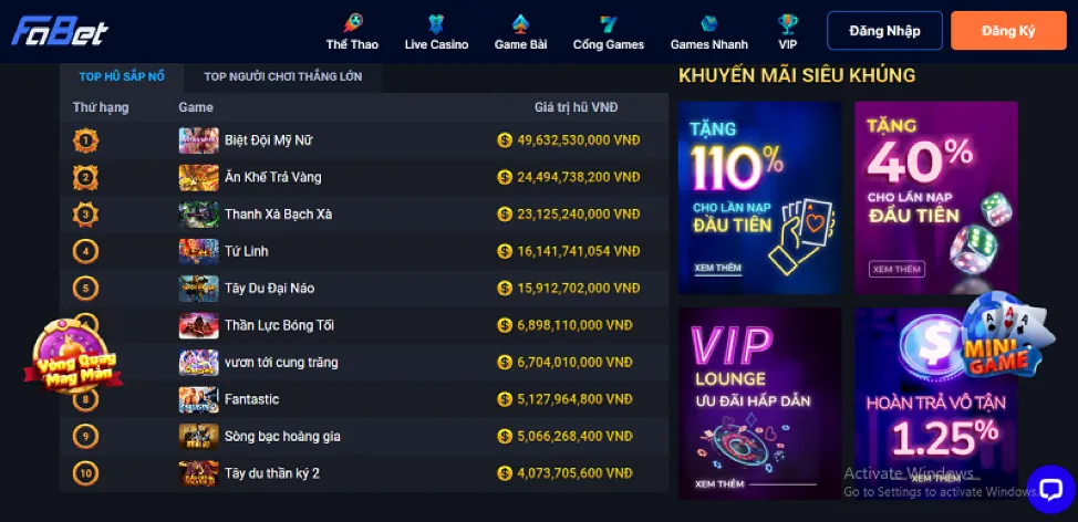 Chương trình khuyến mãi và ưu đãi hấp dẫn tại Betvip